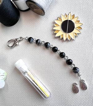 Image of Black Agate Hope or Magenta Agate Rainbow Natural Stone Scissor Fob