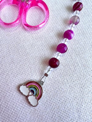 Image of Black Agate Hope or Magenta Agate Rainbow Natural Stone Scissor Fob