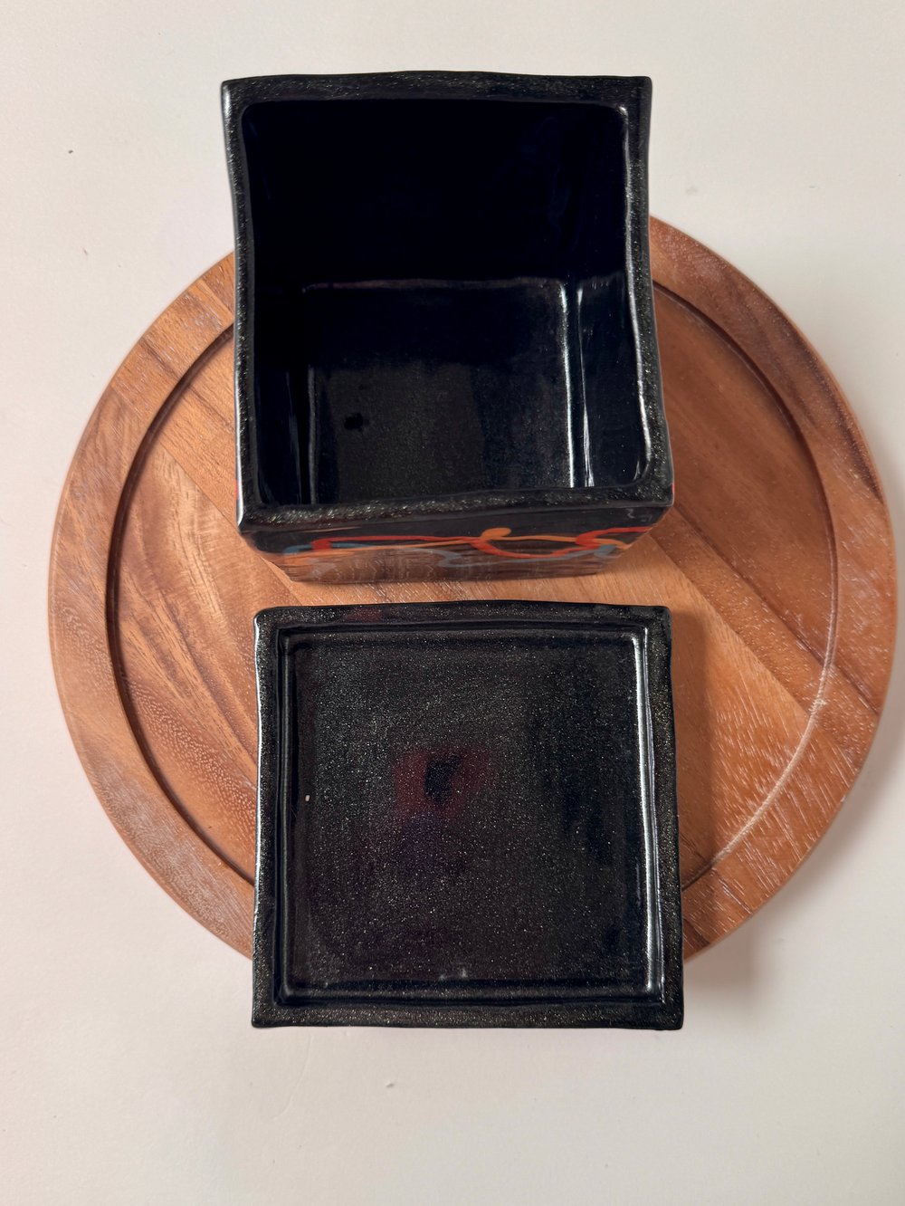 Image of Black Cube Shaped Porcelain Planter