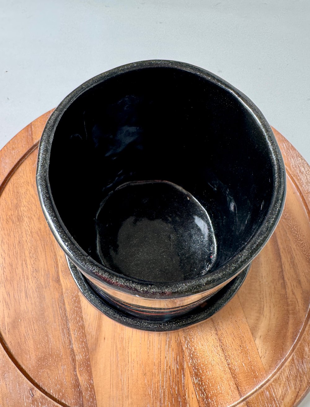Image of Black Cylindrical Porcelain Planter