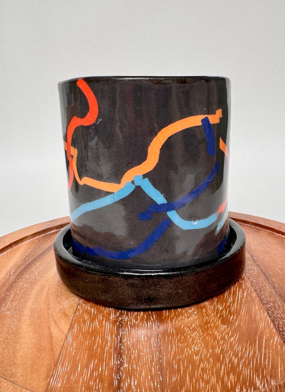 Image of Black Cylindrical Porcelain Planter