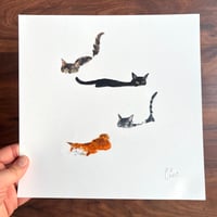 ORIGINAL ARTWORK -  Cats in Snow - 25x25cm