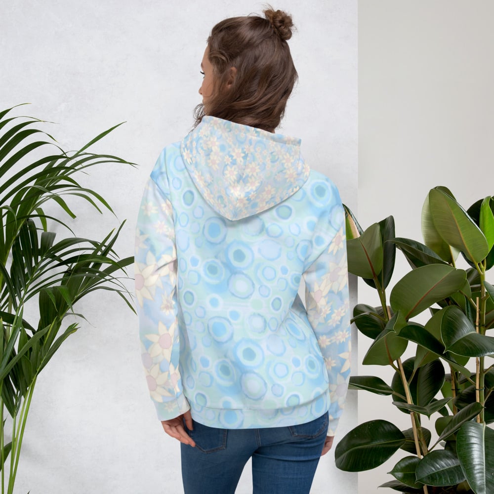 Image of Bubbles blue flowers Unisex Hoodie