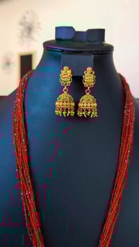 Image 3 of THJ_9908-Hydrocrystral Temple Jewelry Necklace Set Featuring Goddess Laxmi