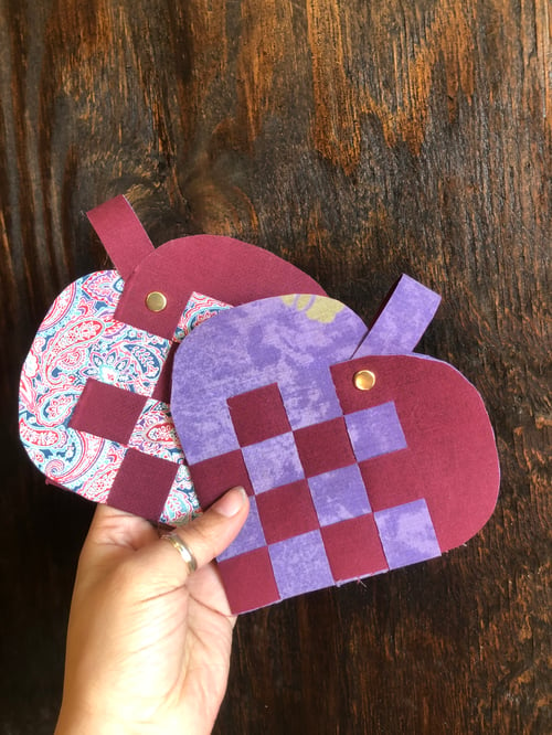 Image of Fabric Woven Heart Basket KIT