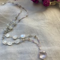 Image 2 of Pink Amethyst Gray Moonstone Rainbow Moonstone Sterling Silver Necklace