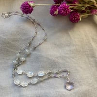 Image 1 of Pink Amethyst Gray Moonstone Rainbow Moonstone Sterling Silver Necklace
