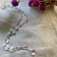 Image 5 of Pink Amethyst Gray Moonstone Rainbow Moonstone Sterling Silver Necklace
