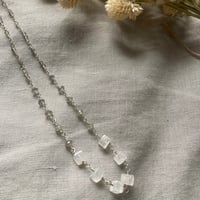 Image 2 of Rainbow Moonstone Cube Gray Moonstone Sterling Silver Necklace