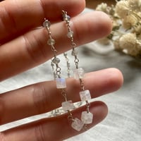 Image 3 of Rainbow Moonstone Cube Gray Moonstone Sterling Silver Necklace