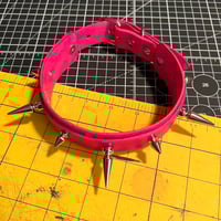 Image 2 of Pink Spiked Bondage Collar