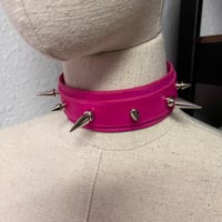 Image 3 of Pink Spiked Bondage Collar
