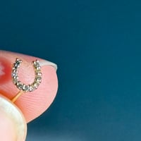 Image 2 of 14k Yellow Gold Pave Diamond Lucky Horseshoe Stud Earrings