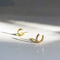 Image 1 of 14k Yellow Gold Pave Diamond Lucky Horseshoe Stud Earrings