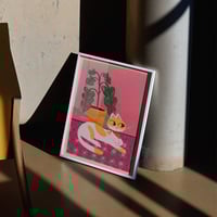 Image 1 of Cat & Plant Art Print