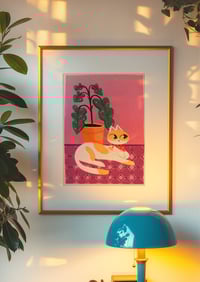 Image 2 of Cat & Plant Art Print