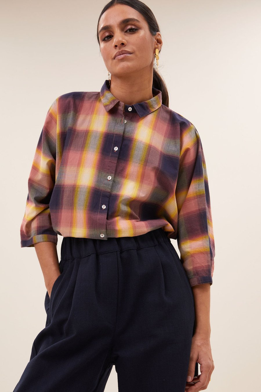 Image of 1-camisa blusa norel madras blouse | madras check