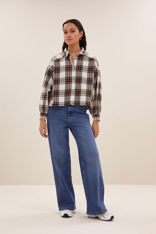 Image of 1-Blusa sarah short check blouse | tartan