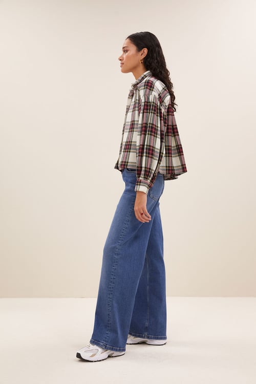 Image of 1-Blusa sarah short check blouse | tartan