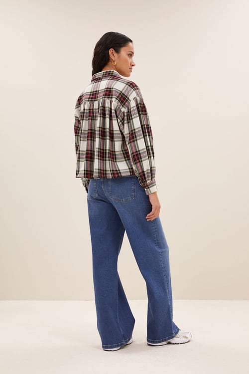 Image of 1-Blusa sarah short check blouse | tartan