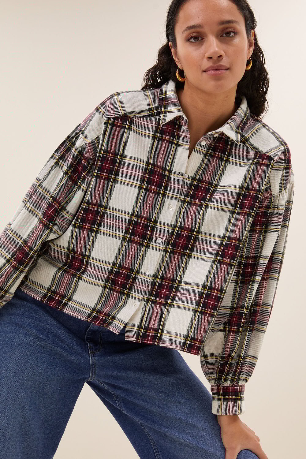 Image of 1-Blusa sarah short check blouse | tartan