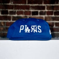 Image 2 of Washed Cotton 6 Panel Flat Bill Snapback - Royal Blue