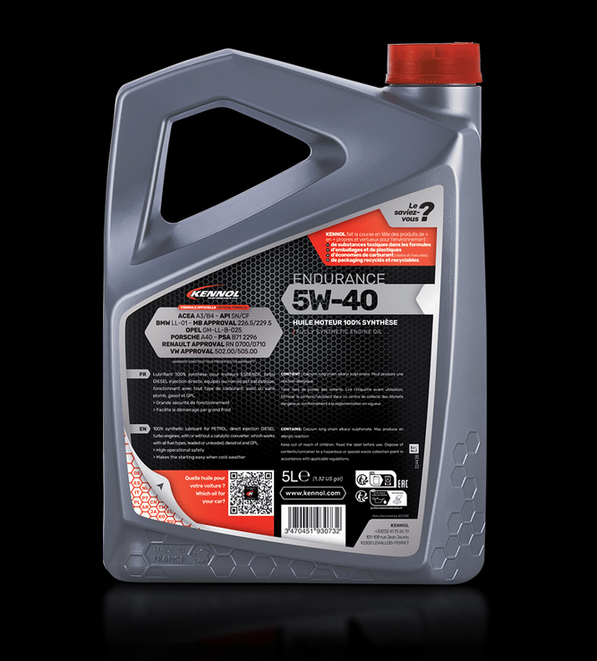 ENDURANCE 5W40 HUILE MOTEUR 100% SYNTHÈSE 5L