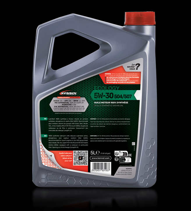 ECOLOGY 504/507 5W30  HUILE MOTEUR 100% SYNTHÈSE 5L