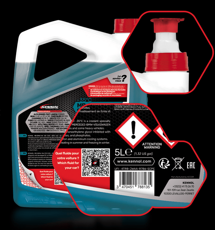 LIQUIDE DE REFROIDISSEMENT MB-BMW-VW G12 EVO -35°C 5L