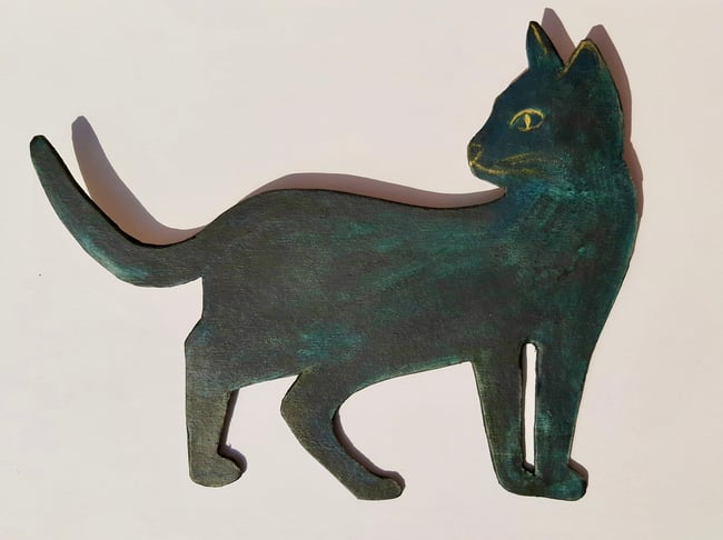 SALE Blue cat wall hanging ~ standing cat