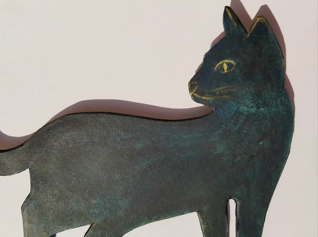 SALE Blue cat wall hanging ~ standing cat