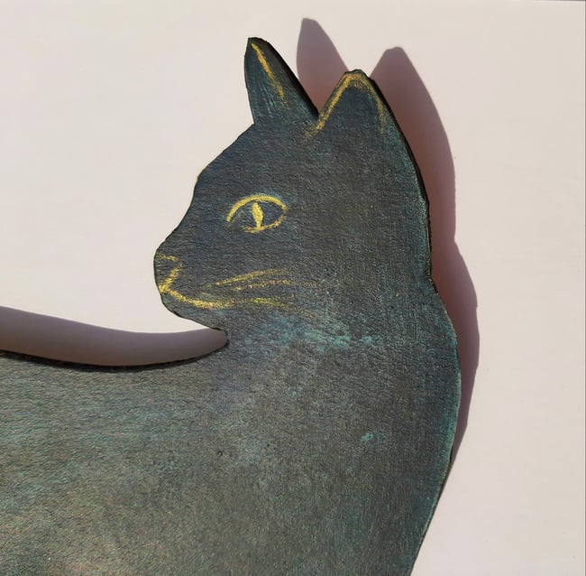 SALE Blue cat wall hanging ~ standing cat