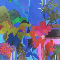 Red orchid watercolour and gouache original painting 