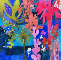 Red palm original watercolour and gouache painting 