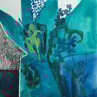 Blue palm original watercolour and gouache painting 