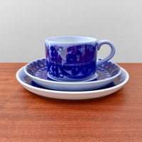 Image 1 of Gustavsberg Blå Husar Tea Cup Trio Set
