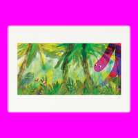 Image 1 of Dino in the jungle A4 art print