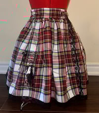 Image 1 of white tartan skull print skirt