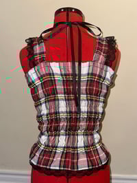 Image 4 of white tartan wing print shirring camisole