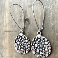 Image 1 of Antique Silver Textured Disc Earrings, Tribal Boho Dangle Earrings, Earthy Statement Jewelry
