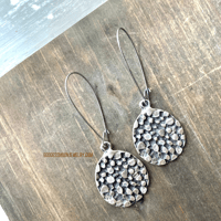 Image 3 of Antique Silver Textured Disc Earrings, Tribal Boho Dangle Earrings, Earthy Statement Jewelry