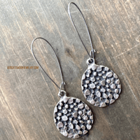 Image 4 of Antique Silver Textured Disc Earrings, Tribal Boho Dangle Earrings, Earthy Statement Jewelry