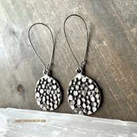Image 8 of Antique Silver Textured Disc Earrings, Tribal Boho Dangle Earrings, Earthy Statement Jewelry
