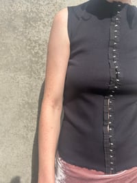 Image 2 of Black Cotton Corset Top with Hook Closure – Made in Berlin