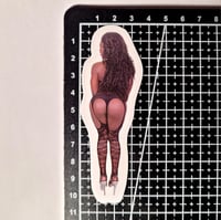 Image 2 of Noemi Bilas Dark Chocolate Booty In Fishnet Stockings Glossy Finish LAMINATED Vinyl Sticker
