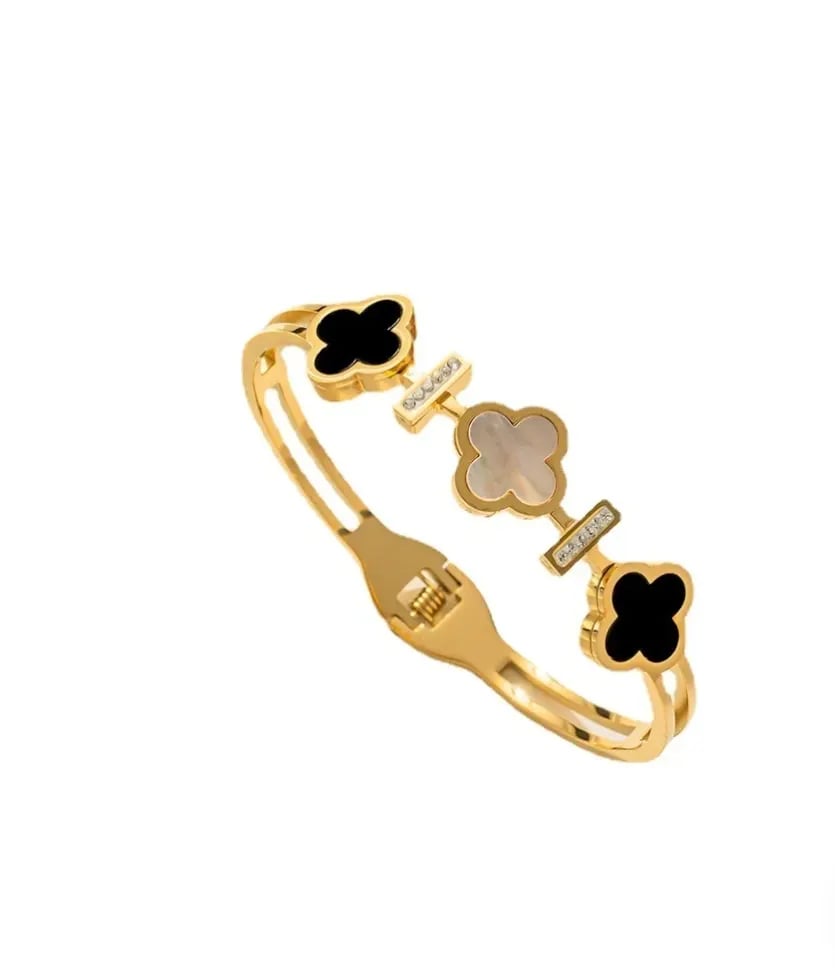 Image of Clovers of Peace Bangle Stainless Steel