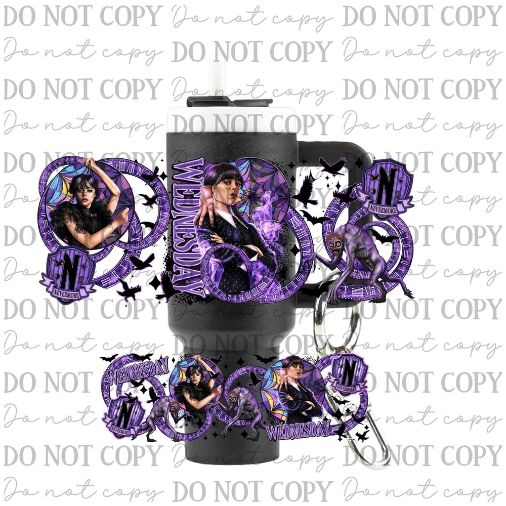 Image of Wednesday Uv Dtf Wrap For Mini Tumbler Keychains Mini 60