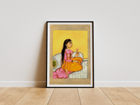 Image 1 of Nayika with Lotus | Kangra Style Fine Art Print