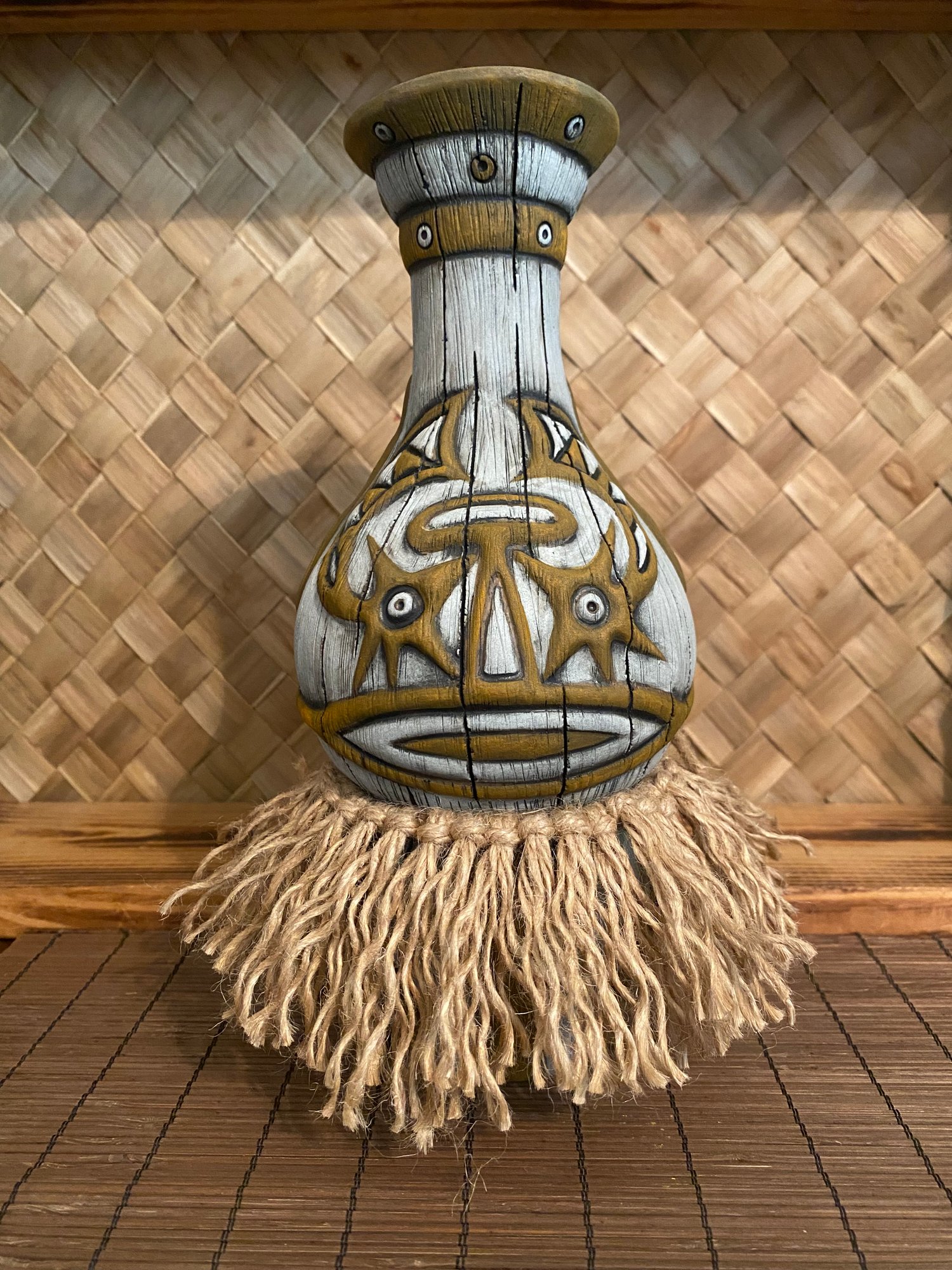 Image of One of the Last Kovave Mugs #124 - Woodgrain Orange/White - US Shipping Included