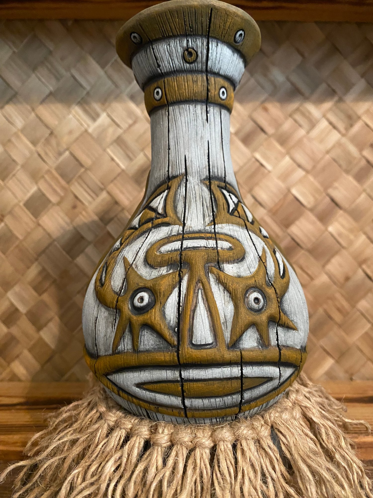 Image of One of the Last Kovave Mugs #124 - Woodgrain Orange/White - US Shipping Included